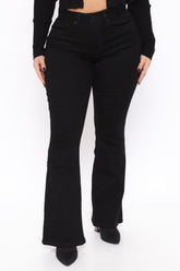 Short Length Slimming Flare Jeans - Black Ins Street