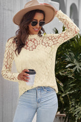 Mock Neck Long Sleeve Lace Top Ins Street