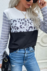 Mixed Print Round Neck Tee Shirt Ins Street