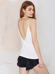 Solid Color Top Open Back V-Neck Slim Camisole 2023-03-14 InsStreet