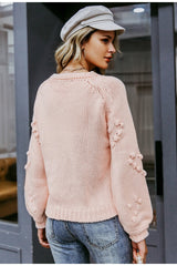 Pom-Pom Heart Knit Sweater Ins street