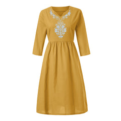 Club Tropicana Embroidered Maxi Dress - Yellow ENC-001