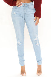 Wanna Bet Mid Rise Skinny Jeans - Light Wash Ins Street