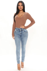 Can't Compete Mid Rise Skinny Jeans - Medium Wash Ins Street