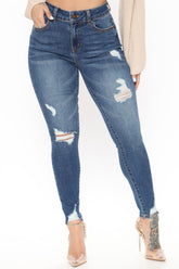 Kirsten Ripped Booty Lifting Skinny Jeans - Dark Wash Ins Street