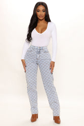 All Crossed Up Non Stretch Straight Leg Jeans - Light Blue Wash Ins Street
