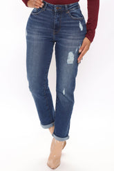 Be My Boyfriend Jeans - Dark Wash Ins Street