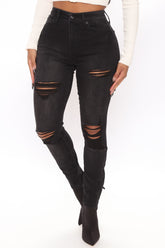 Last Call High Rise Stretch Skinny Jeans - Black Ins Street