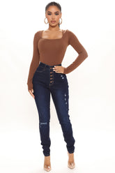 Booty Call High Rise Skinny Jeans - Dark Wash Ins Street