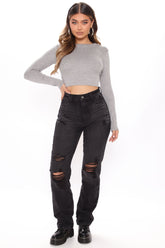 Curvy And I Like It Straight Leg Jeans - Black Ins Street