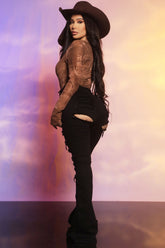 Groovy Baby Distressed Flare Jeans - Black Ins Street