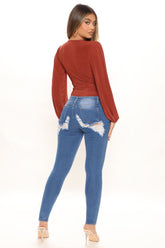 Tall All The Booty Ripped Skinny Jeans - Medium Blue Wash Ins Street