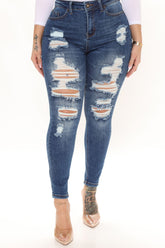 The Comeback Destructed Skinny Jeans - Dark Denim Ins Street