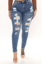 The Comeback Destructed Skinny Jeans - Medium Blue Wash Ins Street