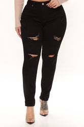 Harley Blown Knee Stretch Boyfriend Jeans - Black Ins Street