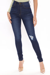 Keeping My Secret Stretch Skinny Jeans - Dark Denim Ins Street