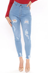 Come Get It Stretch Skinny Jeans - Light Blue Wash Ins Street