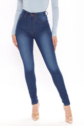 Booty Babe Stretch Skinny Jeans - Medium Blue Wash Ins Street