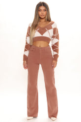 What A Stand Out Wide Leg Jeans - Brown Ins Street