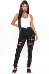 Yes Now Distressed Skinny Jeans - Black Ins Street