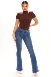 Back On Top Stretch Flare Jeans - Medium Blue Wash Ins Street