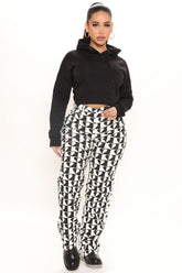 Queen Of Hearts Slit Straight Leg Jeans - White/Black Ins Street