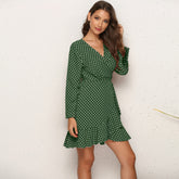 Noor Satin Polka Dot Wrap Dress Ins Street
