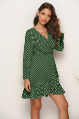 Noor Satin Polka Dot Wrap Dress Ins Street