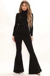 Be Daring Stretch Flare Overalls - Black Ins Street