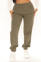 Just Sit Back And Relax Denim Joggers - Olive Ins Street