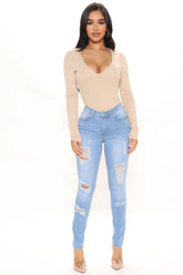 Make It Obvious Skinny Jeans - Light Blue Wash Ins Street