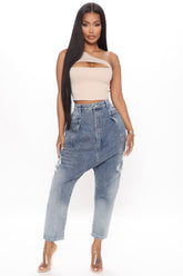 All Distressed About It Super Slouchy Jeans - Medium Blue Wash Ins Street