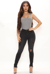 Another Day Ripped Skinny Jeans - Black Ins Street