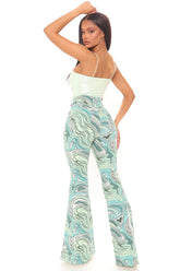 Too Groovy Swirl Print Flare Jeans - Green/combo Ins Street