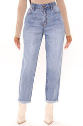 Simply Sweet Mom Jeans - Medium Blue Wash Ins Street