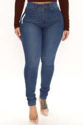 Like That Stretch Skinny Jeans - Medium Blue Wash Ins Street