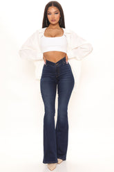 Get Around Flex Low Rise Flare Jeans - Dark Wash Ins Street
