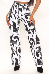 London Printed Straight Leg Jeans - White/Black Ins Street