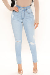 Sculpting No Gap Skinny Jeans - Light Blue Wash Ins Street