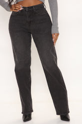 Night Out In New York Straight Leg Jeans - Black Ins Street
