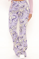 Too Groovy Swirl Print Flare Jeans - Purple/combo Ins Street