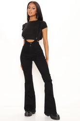 Classy As Always Flare Denim Overalls - Black Ins Street