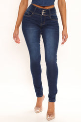 All The Moves Booty Shaping Skinny Jeans - Dark Wash Ins Street