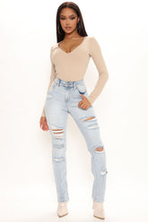 What's New Ripped Slim Straight Leg Jeans - Light Blue Wash Ins Street