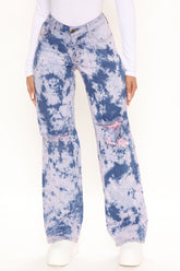 Right On Tie Dye Straight Leg Jeans - Pink/combo Ins Street