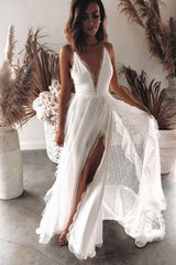 Patchwork Sleeveless V-Neck Floor-Length Plain Women's Dress Ins street
