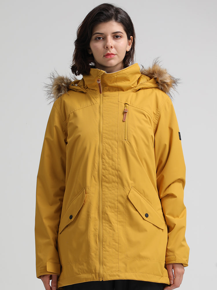 Yellow Warm Waterproof And Windproof Snowboard Jackets Ins Street