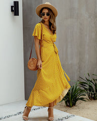 V-Neck Ankle-Length Short Sleeve Patchwork Pullover Women's Dress Ins street