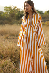 Rolla Striped Button Down Maxi Shirt Dress Ins Street