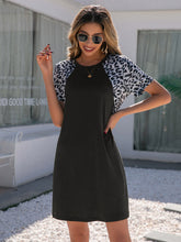 Leopard Print Round Neck Mini Dress Ins Street
